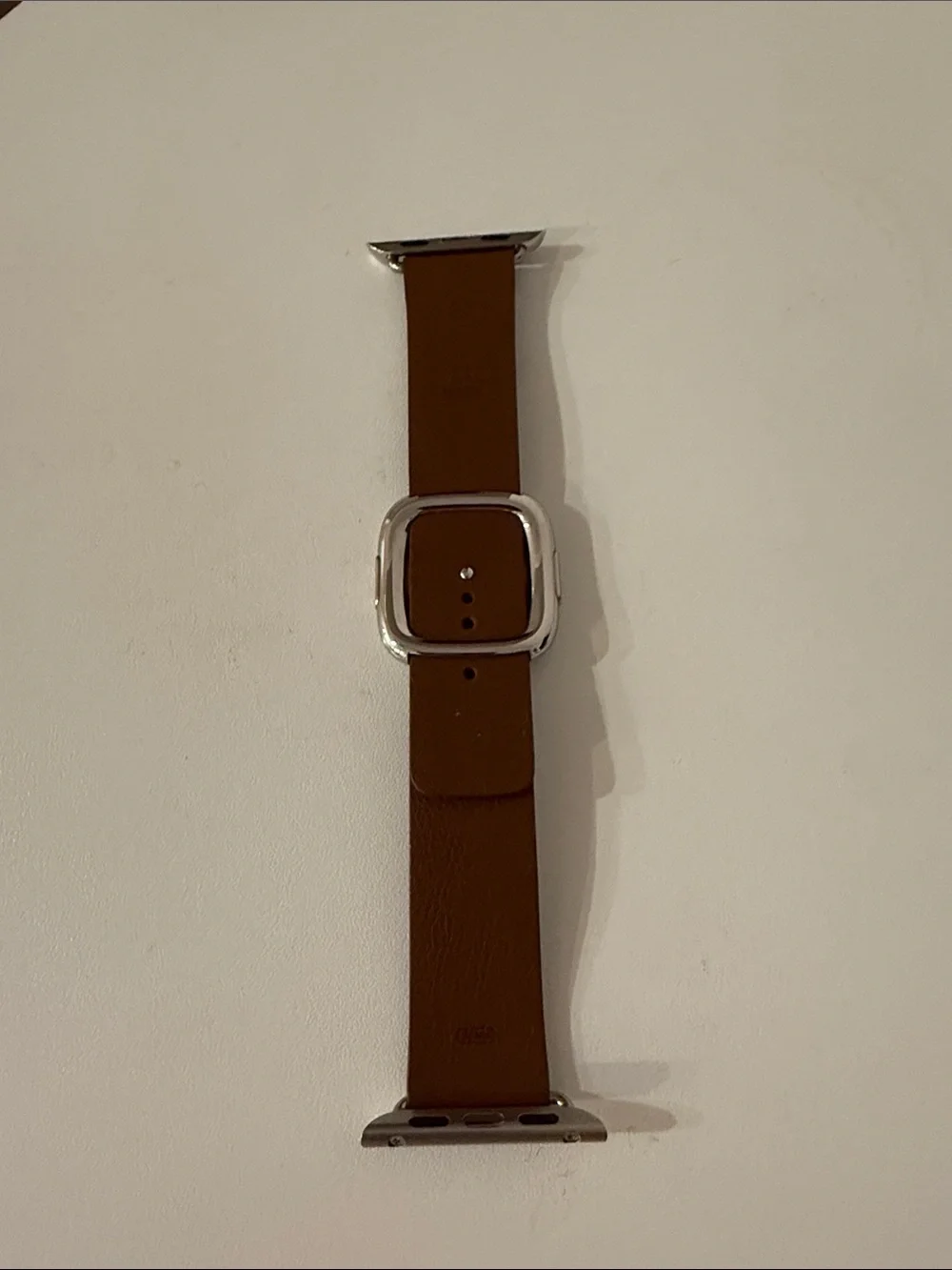 Brown Leather Watch Band with Silver Buckle - L, 38mm